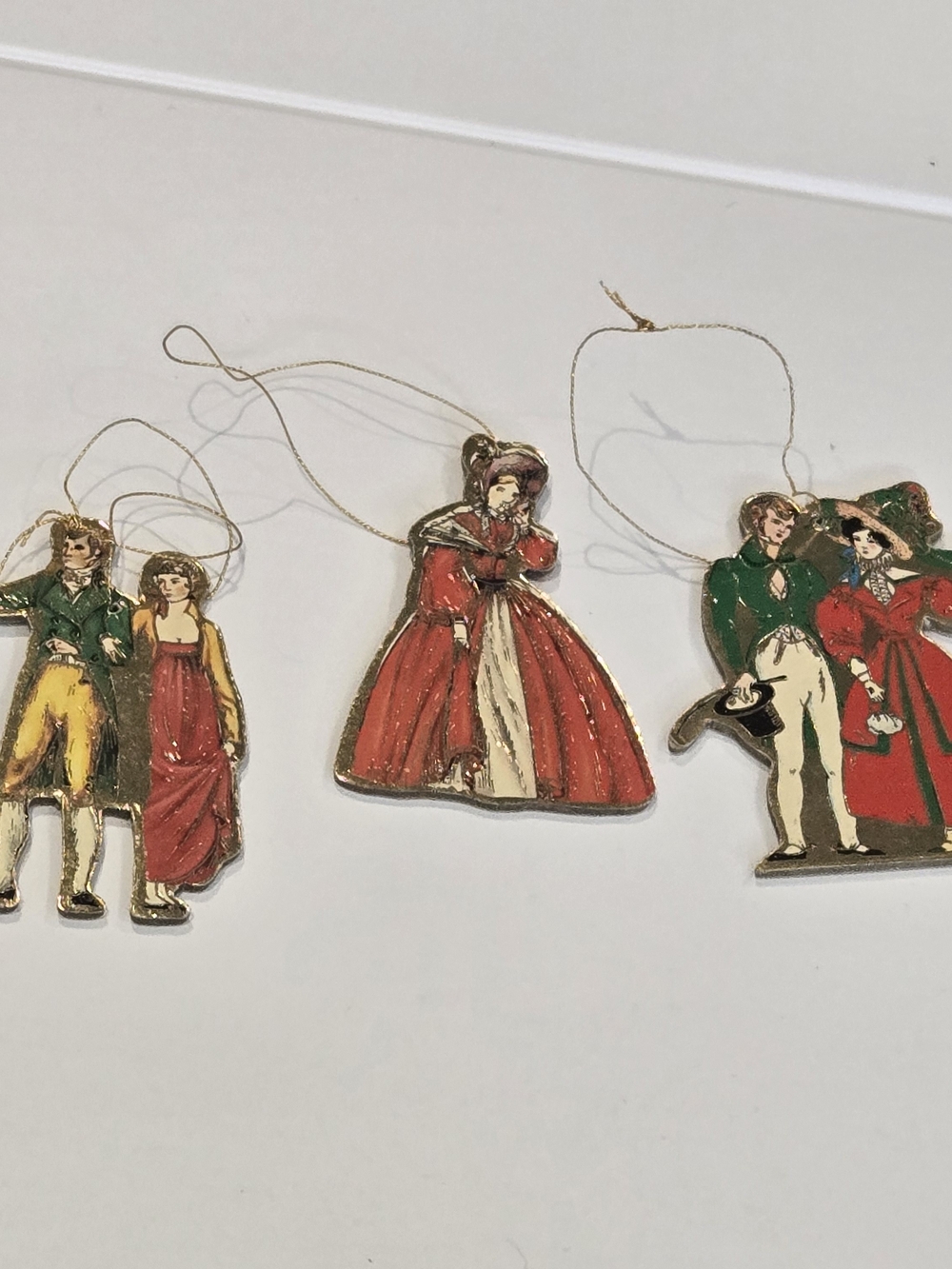 Vintage 1979 Merrimack Publishing Victorian People Christmas Ornaments Lot Of 3